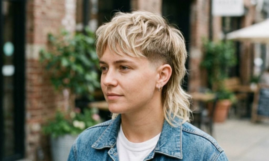 Low Fade Soft Blonde Mullet