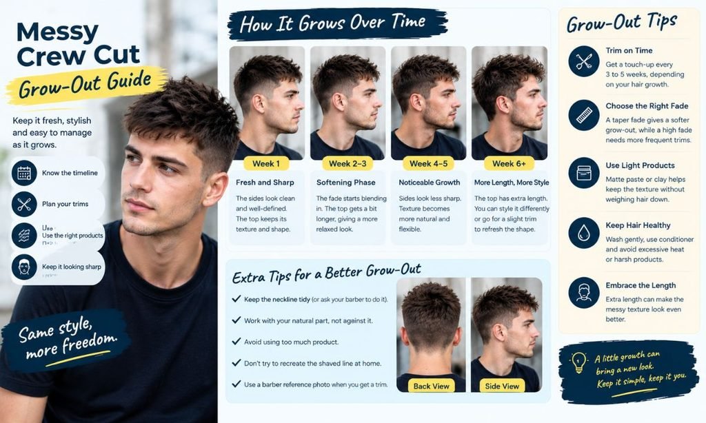 Messy Crew Cut Grow-Out Guide