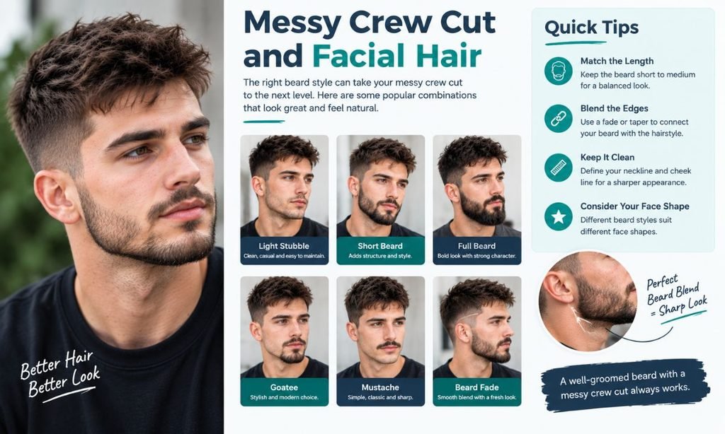 Messy Crew Cut and Facial Hair