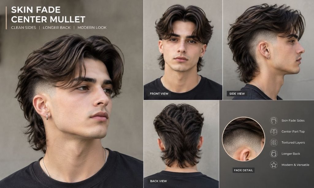 Skin Fade Center Mullet