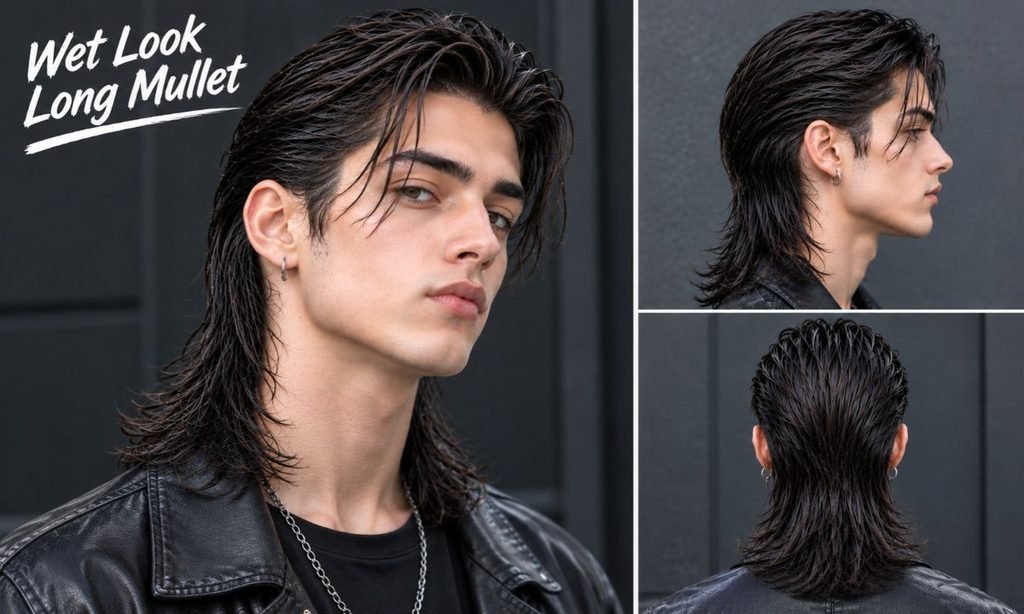 Wet Look Long Mullet